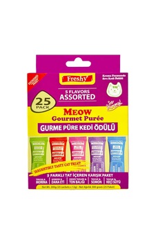 Freshy Meow 5 Farklı Lezzette Krema Kedi Ödülü 25 Adet Freshy Meow 5 Farklı Lezzette Krema Kedi Ödülü 25 Adet