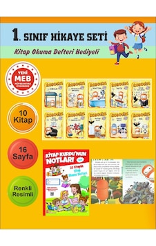 1.sınıflar İçin Okumayı Sevdiren 10 Lu Hikaye Seti 11 Kitap Okuma Defteri Hediyeli