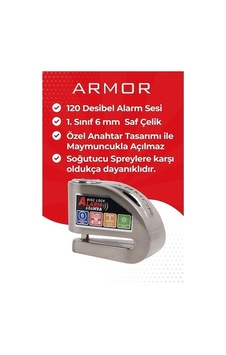 Armor 606mva 6 Mm Renkli Alarmlı Disk Kilidi - Metalik Diğer