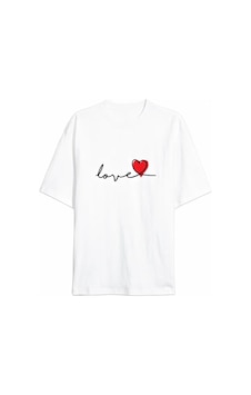 Defymoda 14 Şubat Tişört Sevgililer Günü İçin Özel Tasarım Love Baskılı T-shirt - Beyaz Defymoda 14 Şubat Tişört Sevgililer Günü İçin Özel Tasarım Love Baskılı T-shirt - Beyaz