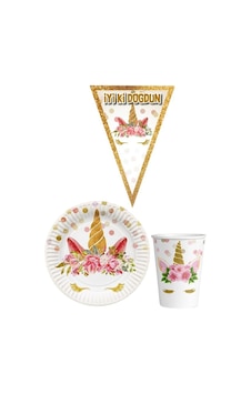 Unicorn Çiçekli 8 Kişilik Kız Doğum Günü Mini Set Kız Çocuk Parti Unicorn Çiçekli 8 Kişilik Kız Doğum Günü Mini Set Kız Çocuk Parti