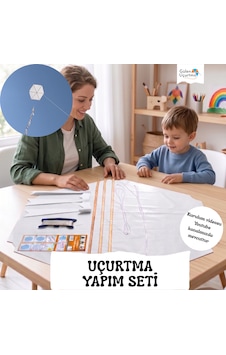 Uçurtma Yapım Seti / Naylon Altıgen / Ahşap Çıtalı / Beyaz Uçurtma Yapım Seti / Naylon Altıgen / Ahşap Çıtalı / Beyaz