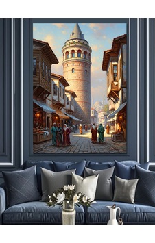 Galata Kulesi Ve Tarihi Sokak Dekoratif Kanvas - Mdf Ahşap Tablo Galata Kulesi Ve Tarihi Sokak Dekoratif Kanvas - Mdf Ahşap Tablo