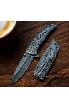 Knivox Columbia Company Fxt-2370 Geyik İşlemeli Siyah Manuel Kamp Çakısı Knivox Columbia Company Fxt-2370 Geyik İşlemeli Siyah Manuel Kamp Çakısı