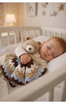 El Örgüsü Amigurumi Sevimli Bebek Uyku Arkadaşı Kahverengi Kahverengi