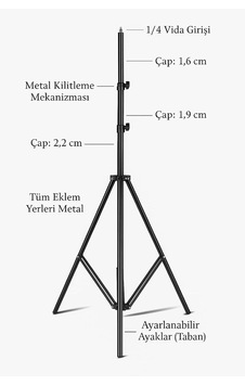 Smayling 2.1m Ayarlanabilir Tripod Telefon Standı 360 Dönebilen Başlık, Üstten Çekim & Dikey/yatay Kullanım, Katlanabilir Tasarım, Telefon Tutucu D