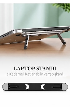 2 Kademeli Katlanabilir Yapışkanlı Laptop Standı Taşınabilir Notebook Yükseltici Tutucu