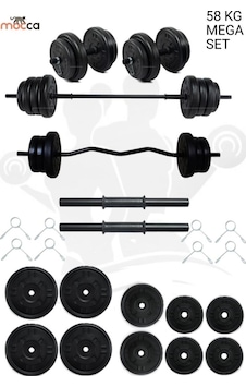 58 Kg Z-Barlı MEGASET Halter Seti Ve Dambıl Seti Ağırlık Fitness Seti 58 Kg Z-Barlı MEGASET Halter Seti Ve Dambıl Seti Ağırlık Fitness Seti