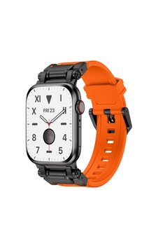 Zore Watch 7 45mm Clo- Krd-101 Titanyum Metal Başlıklı Silikon Kordon-siyah-turuncu Zore Watch 7 45mm Clo- Krd-101 Titanyum Metal Başlıklı Silikon Kordon-siyah-turuncu