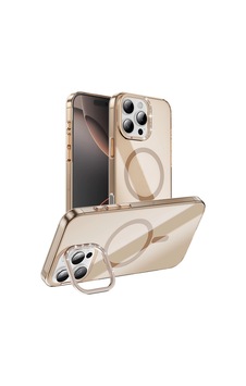 Apple Uyumlu iPhone 16 Pro Max Kılıf M-safe Şarj Özellikli Kamera Standlı Zore Estop Kapak Gold