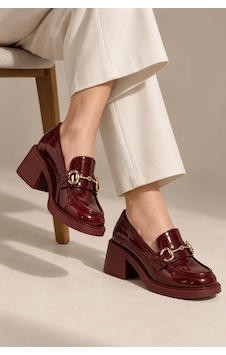 Selin Shoes Hily Gold Aksesuar Detay Kadın Loafer- Bordo Rugan Selin Shoes Hily Gold Aksesuar Detay Kadın Loafer- Bordo Rugan