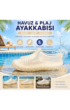 Cotyora Günlük Kadın Erkek Şeffaf Deniz Ayakkabısı Kaymaz Dayanıklı Taban Şık Havuz Plaj Rafting Sandaleti Şefaf Sarı