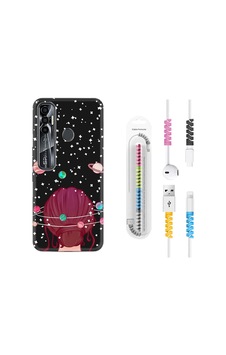 Tecno Spark 7 Pro Kılıf Kablo Koruyuculu Space Woman 13Mate10Lite Siyah Tecno Spark 7 Pro Kılıf Kablo Koruyuculu Space Woman 13Mate10Lite Siyah