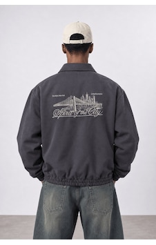 Respire Erkek The City Nakış Detaylı Oversize Ceket Füme Respire Erkek The City Nakış Detaylı Oversize Ceket Füme