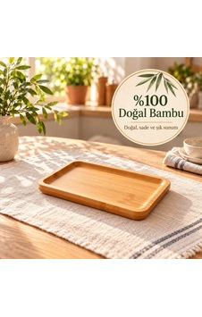 Emmy 18 Cm Dikdörtgen Bambu Sunum Tabağı Kahvaltılık Servis Tabağı Çok Renkli