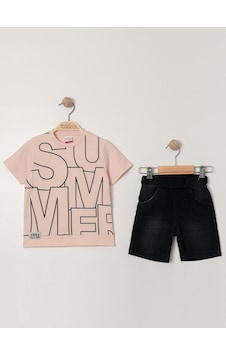 Bizizo Summer baskılı Bisiklet Yaka 2-5 Yaş Takım Pudra