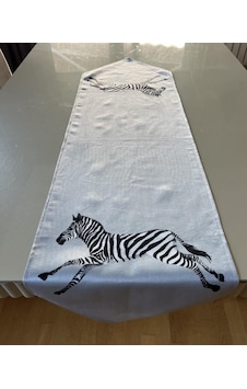 Zebra Desenli Gri Renk 35 135 Cm Runner Gri