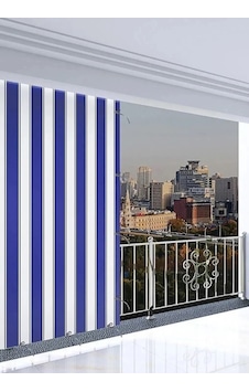 Gencer Home Balkon Perdesi Bağcıklı Ölçü Seçenekli Mavi Beyaz Mavi - Beyaz Gencer Home Balkon Perdesi Bağcıklı Ölçü Seçenekli Mavi Beyaz Mavi - Beyaz