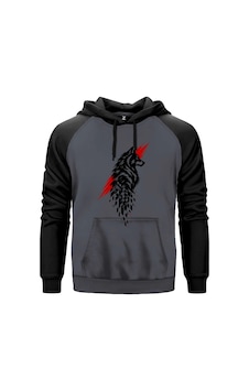 Bozkurt Geometirk Gölge Gri Renk Reglan Kol Sweatshirt Kapşonlu Bozkurt Geometirk Gölge Gri Renk Reglan Kol Sweatshirt Kapşonlu