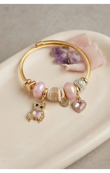 Pembe Renk Teddy Bear Model Gold Charmlı Bileklik 6446404 Pembe Renk Teddy Bear Model Gold Charmlı Bileklik 6446404