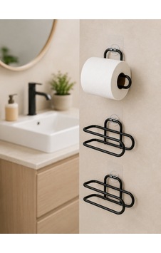 3 Lü Yapışkanlı Wc Kağıtlığı Siyah Rulo Tutucu Banyo Ve Mutfak Kullanımı Diğer 3 Lü Yapışkanlı Wc Kağıtlığı Siyah Rulo Tutucu Banyo Ve Mutfak Kullanımı Diğer