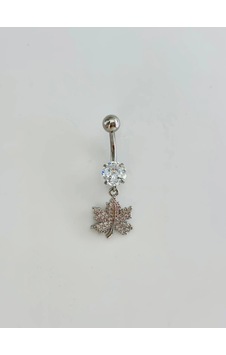 Yaprak Detaylı Göbek Piercing Çok Renkli Yaprak Detaylı Göbek Piercing Çok Renkli