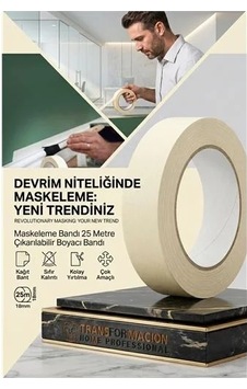 Maskeleme Bandı 25 Metre Çıkarılabilir Boyacı Bandı 720781