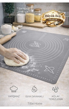 Tilbe Home Silikon Hamur Açma Yoğurma Matı Fırın Altlığı Ölçekli Mat Büyük Boy Gri 65x45cm Tilbe Home Silikon Hamur Açma Yoğurma Matı Fırın Altlığı Ölçekli Mat Büyük Boy Gri 65x45cm