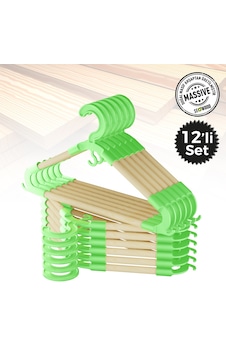 Ahşap 12'li Yeşil Bebek Askısı 27 Cm Genişlik