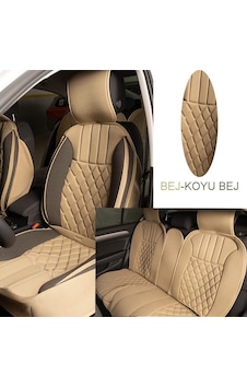Lüx Oto Koltuk Minderi Full Set Takım - Bej - Siyah Renk Takmatik Lüx Oto Koltuk Minderi Full Set Takım - Bej - Siyah Renk Takmatik