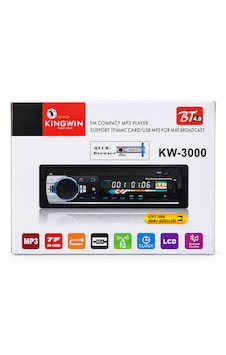 Kingwin Kw-3000 Bluetooth Usb Sd Kart Fm Mp3 Oto Teyp Lcd Ekran Çift Usb Şarj