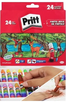 Pastel Boya 24 Renk 1 Paket Pritt Pastel Boya 24 Lü Karton Kutulu Parlak Canlı Ve Örtücü Renkler Çok Renkli