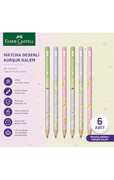 Faber-castell Matcha Desenli Kurşun Kalem 6 Adet 2b Yuvarlak Gövde Yeşil Faber-castell Matcha Desenli Kurşun Kalem 6 Adet 2b Yuvarlak Gövde Yeşil