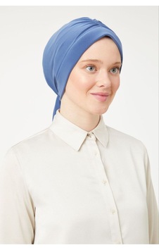 Melodi Scarf Kadın Tesettür Dubai Arkadan Bağlamalı Bone Şal Mavi Mavi Melodi Scarf Kadın Tesettür Dubai Arkadan Bağlamalı Bone Şal Mavi Mavi
