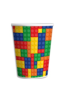 2 Paket 8 Oz Karton Bardak Renkli Bloklar Temalı 8'li - Parti Bardağı 2 Paket 8 Oz Karton Bardak Renkli Bloklar Temalı 8'li - Parti Bardağı