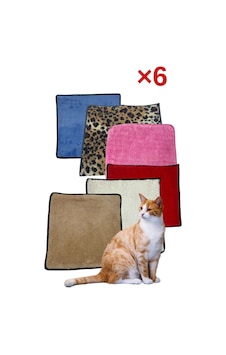6 Adet Yumuşak Dokulu Peluş Kedi Halısı 40x40 Cm Kulübe İçi Pofuduk Minder