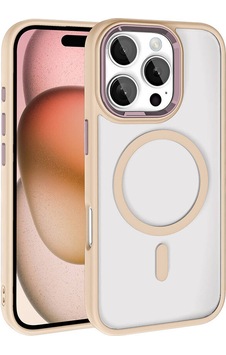 Apple Uyumlu iPhone 16 Pro Max Kılıf Wireless Şarj Özellikli Zore Krom Magsafe Silikon Kapak-rose Go Rose Gold