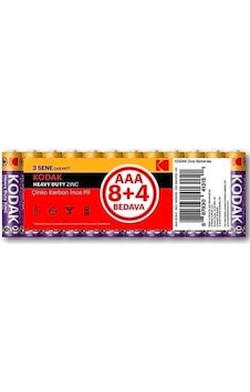 Kodak Heavy Duty Zinc AAA İnce Kalem Pil 12'li Kodak Heavy Duty Zinc AAA İnce Kalem Pil 12'li