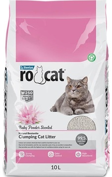 Rocat Bebek Pudrası Kokulu Topaklaşan İnce Bentonit Kedi Kumu 10 L Rocat Bebek Pudrası Kokulu Topaklaşan İnce Bentonit Kedi Kumu 10 L