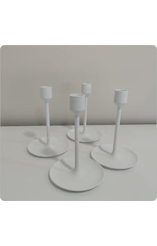Modern Beyaz 3 Lü Şamdan Mumluk Dekoratif 3d Baskı Beyaz