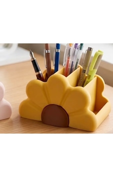 3d Baskı Çiçek Formlu Masaüstü Organizer Makyaj Fırçalığı Ve Kalemlik Papatya Desenli Bölmeli - Sarı 3d Baskı Çiçek Formlu Masaüstü Organizer Makyaj Fırçalığı Ve Kalemlik Papatya Desenli Bölmeli - Sarı