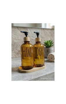 Bambu Stantlı Antrasit 2'li Cam Sıvı Sabunluk Seti 350ml Kahverengi Kahverengi Bambu Stantlı Antrasit 2'li Cam Sıvı Sabunluk Seti 350ml Kahverengi Kahverengi
