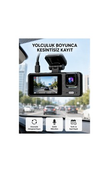 Astraltech 3 Kameralı Araç Dvr 1080p Ön + Hd Arka + İç Kamera Döngü Kayıt 2 Ekran