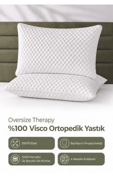 Oversize Therapy %100 Visco Ortopedik Visko Yastık 50x70x20 - Baş Boyun Desteği 1 Adet Beyaz Oversize Therapy %100 Visco Ortopedik Visko Yastık 50x70x20 - Baş Boyun Desteği 1 Adet Beyaz