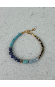 Lapis Lazuli Akuamarin Turkuaz Bileklik Çok Renkli