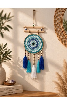 Nazar Motifli Düş Kapanı Rüya Kapanı Dream Catcher Mavi Püsküllü Bohem Duvar Süsü Bohem El Yapımı Düş Kapanı Nazar Motifli Düş Kapanı Rüya Kapanı Dream Catcher Mavi Püsküllü Bohem Duvar Süsü Bohem El Yapımı Düş Kapanı