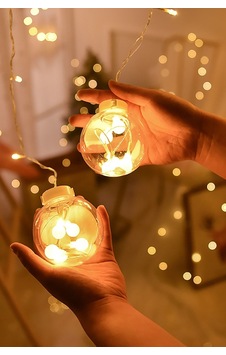 Işıklı Top Perde Led Fişli Animasyonlu 12 Saçak Ampul 3 Metre Sarı