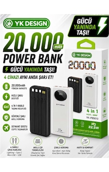 Yk Desıgn Pb-5010 20.000 Mah 22.5w Kendinden Kalolu Powerbank Siyah Yk Desıgn Pb-5010 20.000 Mah 22.5w Kendinden Kalolu Powerbank Siyah