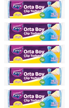 Parex Güçlü Çöp Torbası Orta Boy Beyaz 5'li 55 x 60 CM