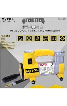 Mytol FY-001A Metal Gövdeli Ve Işıklı Araç Kompresörü Mytol FY-001A Metal Gövdeli Ve Işıklı Araç Kompresörü